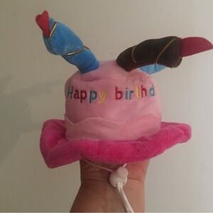 Dogs “Happy Birthday' Plush Hat with Colorful Candles